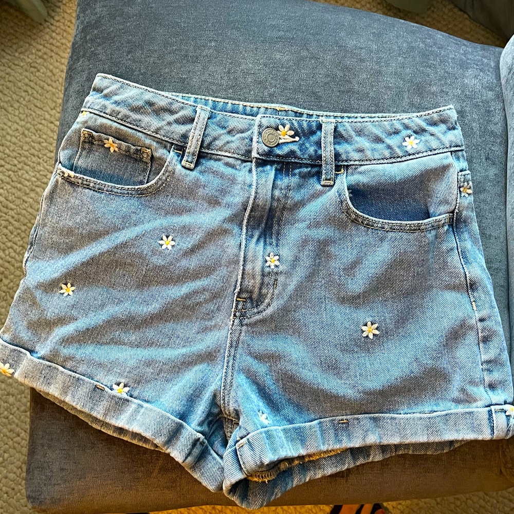 PacSun Denim Shorts with Floral Embroidery